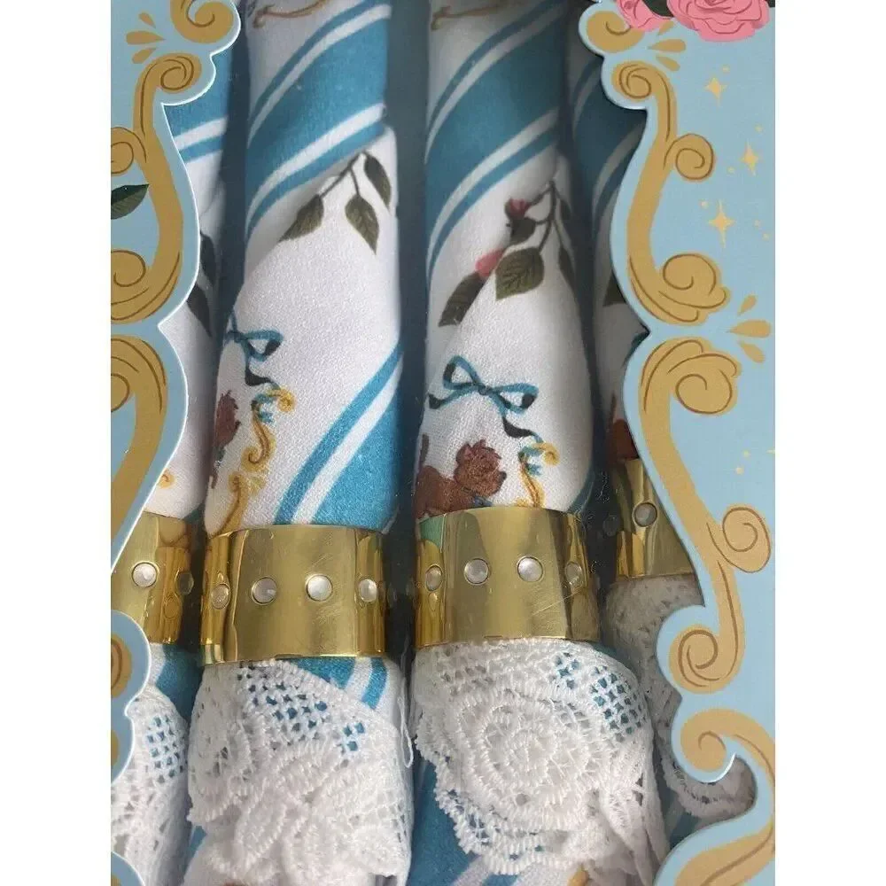 Set Of 4 Disney X Ann Shen Aristocats Fabric Napkins With Rings‎ New In Box